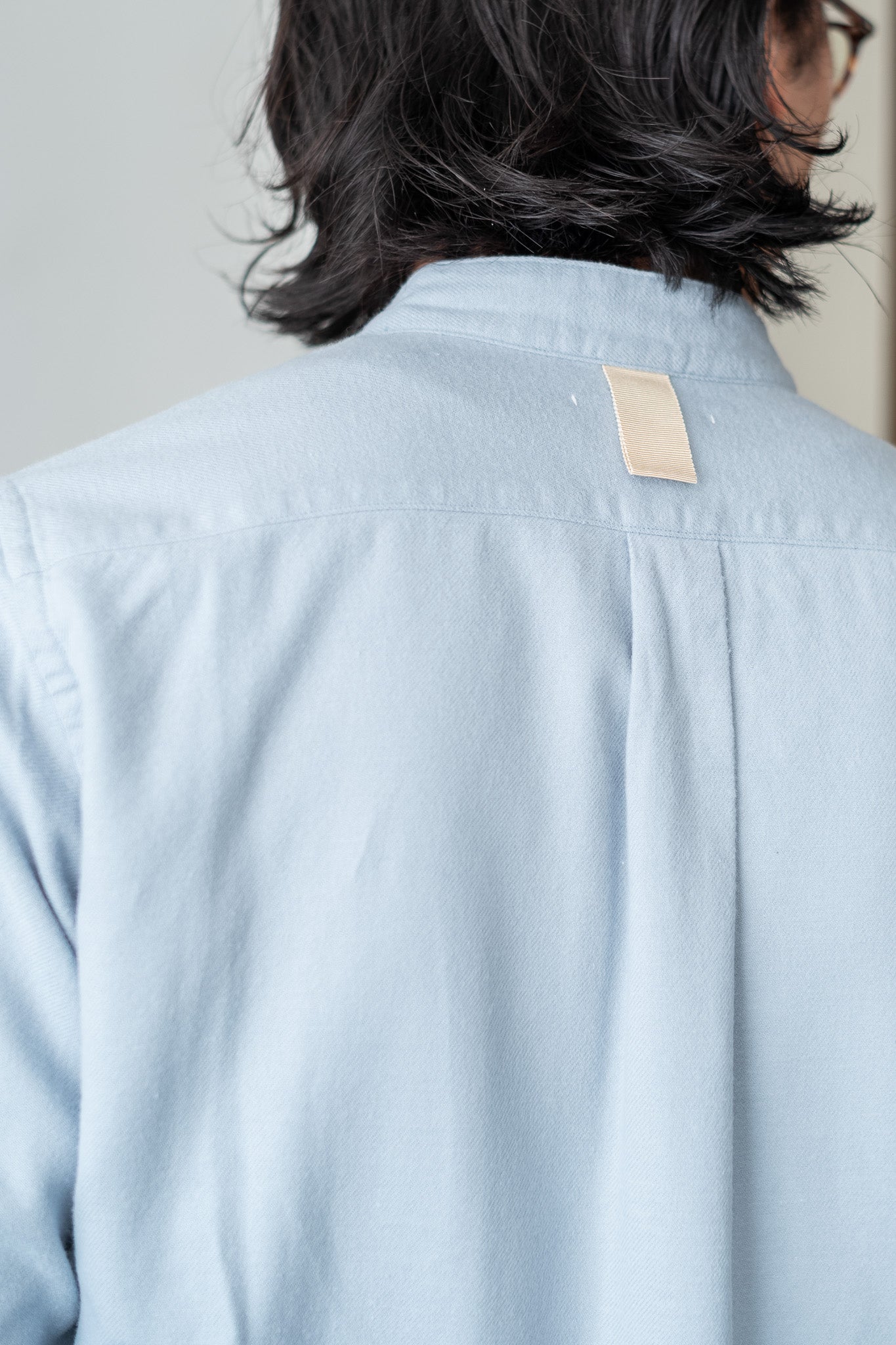 The Band Collar Shirt "FLANNEL" 〔AZURE BLUE〕