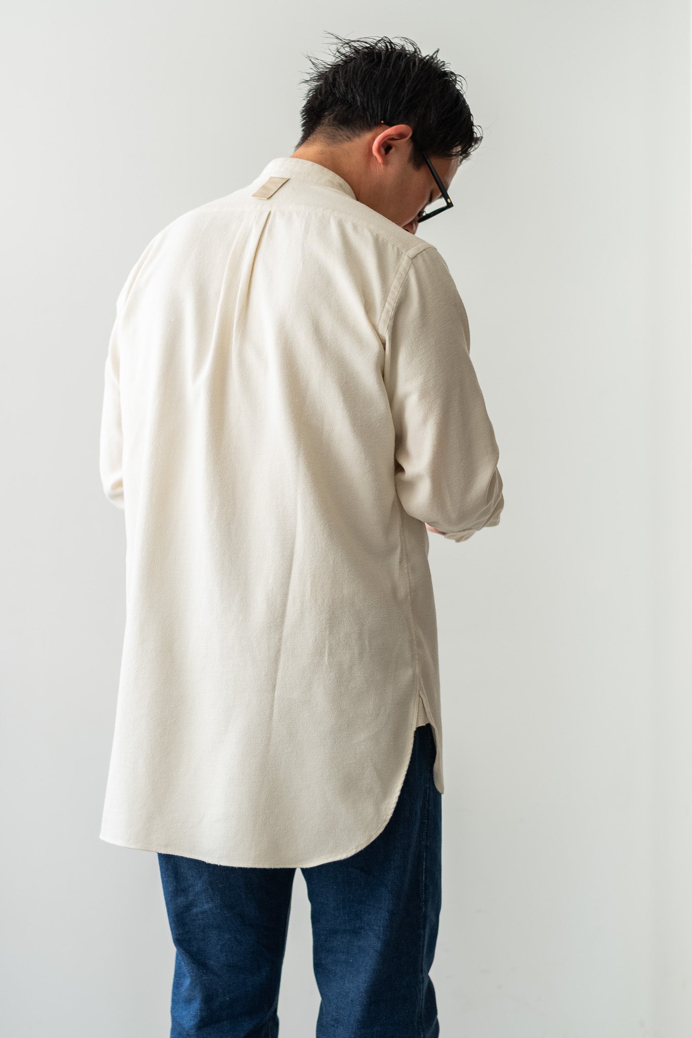 The Band Collar Shirt "FLANNEL"〔MILK〕