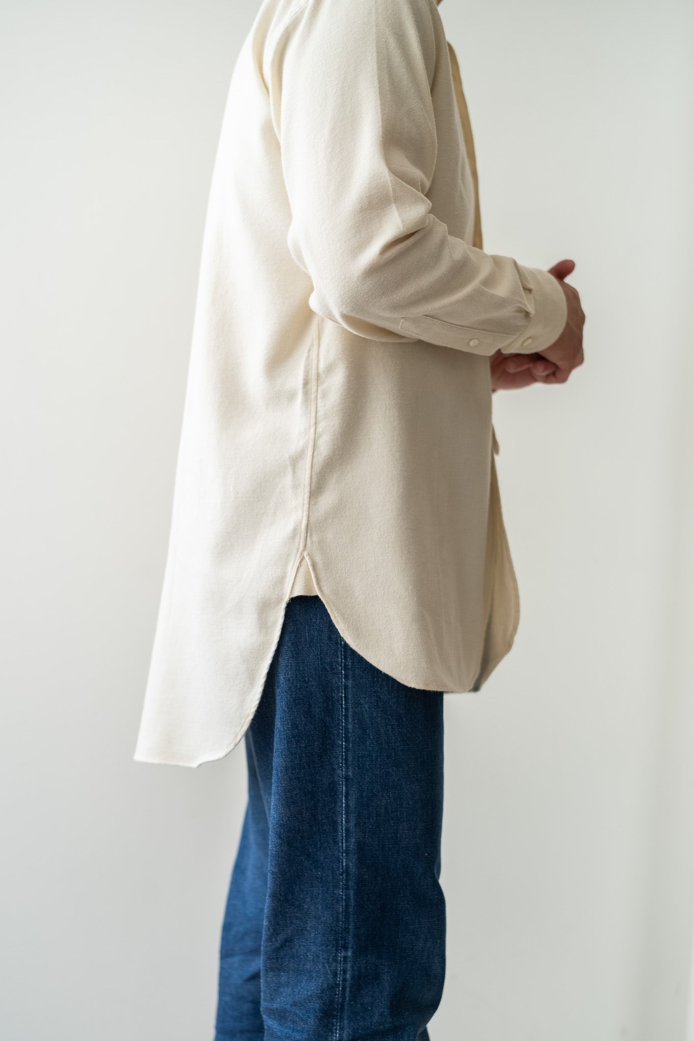 The Band Collar Shirt "FLANNEL"〔MILK〕