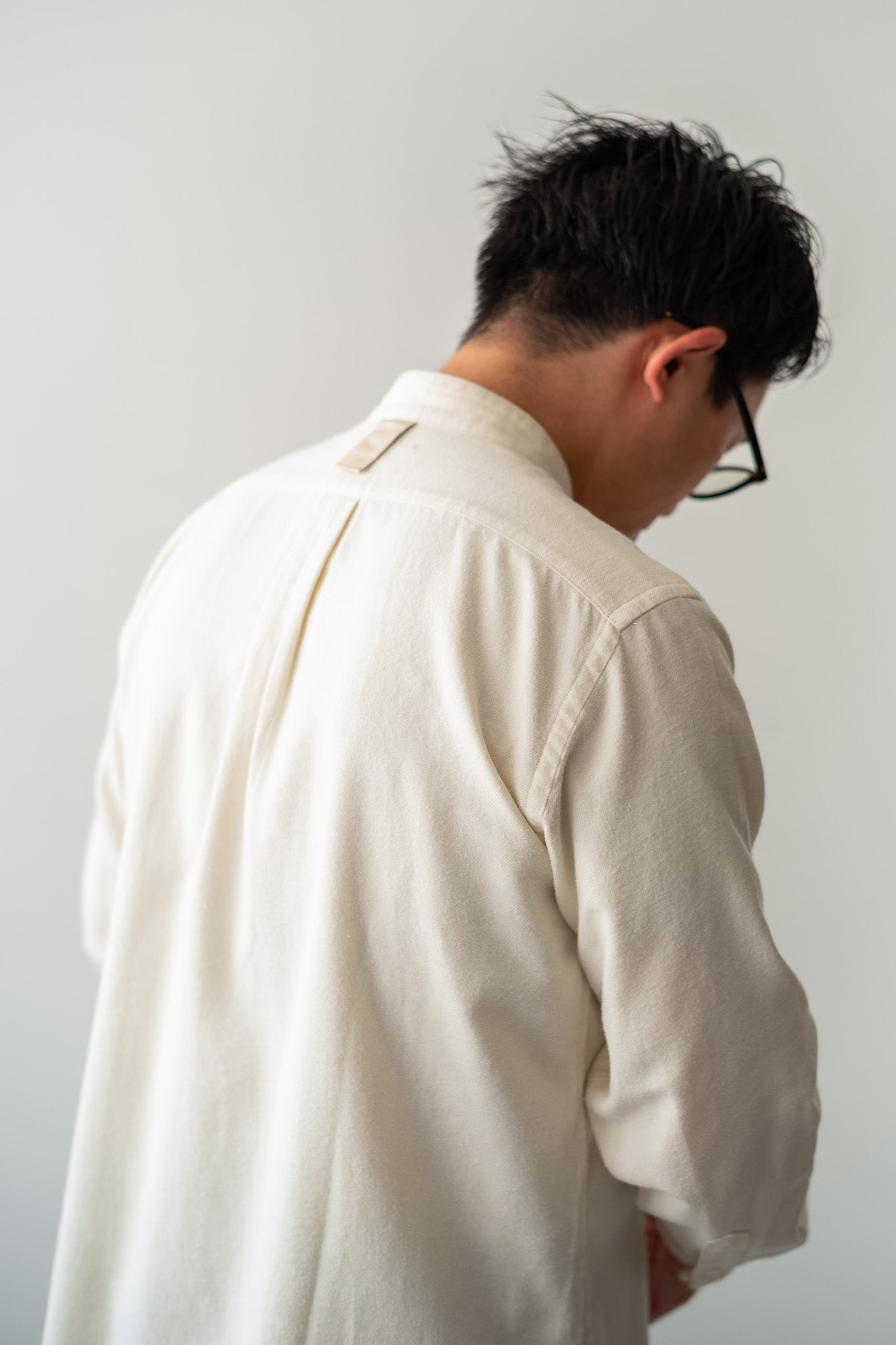 The Band Collar Shirt "FLANNEL"〔MILK〕