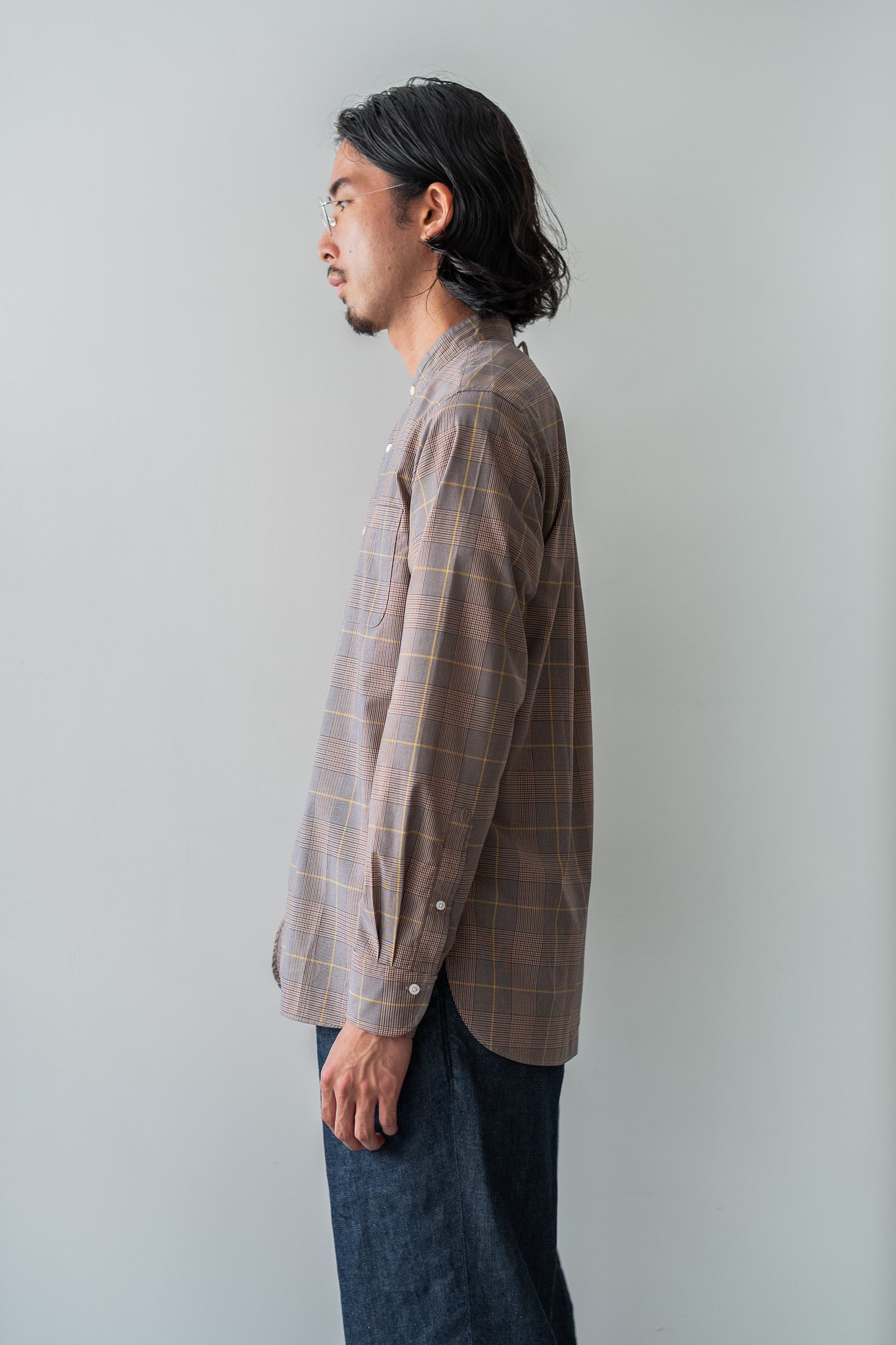 Band Collar Shirt 〔L.BROWN〕