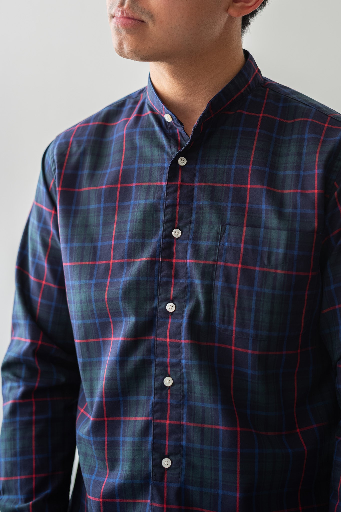 Band Collar Shirt〔GREEN〕