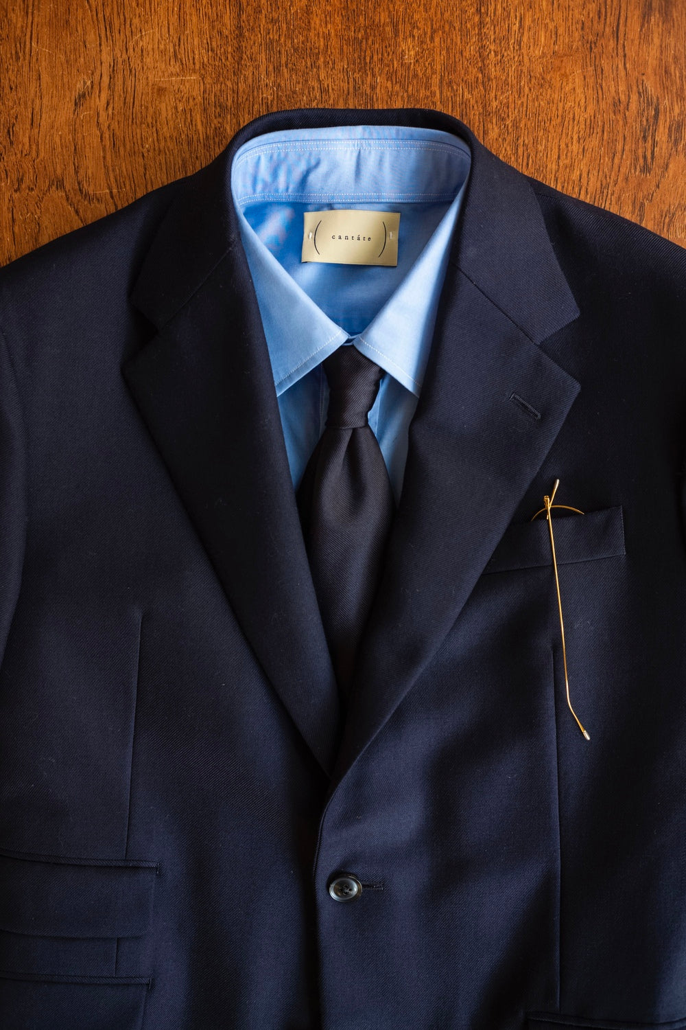 MOD 7 / PANEL BORDER SETTE PIEGHE TIE 〔NAVY × BEIGE〕