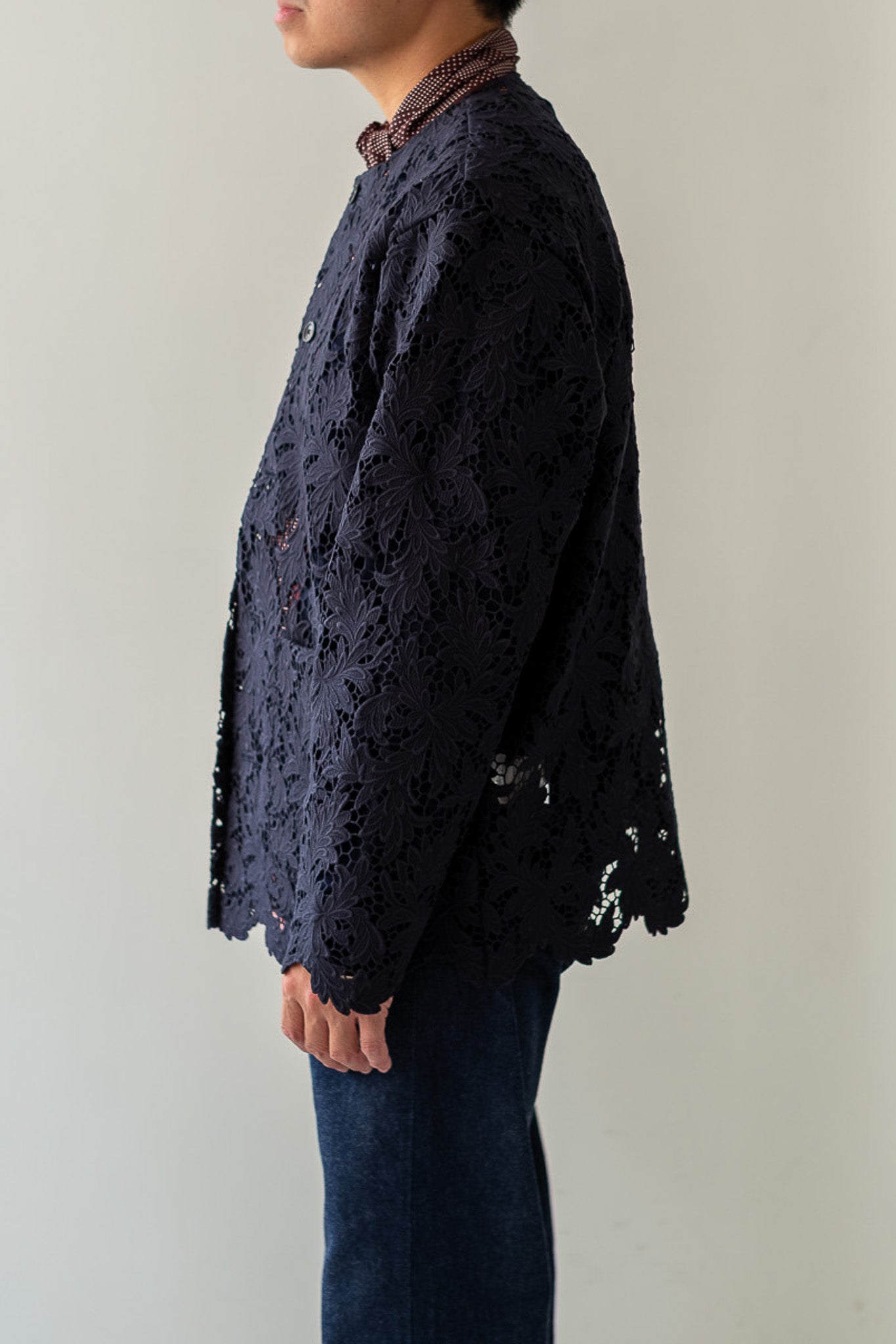 Feather Lace Blouson 〔NAVY〕