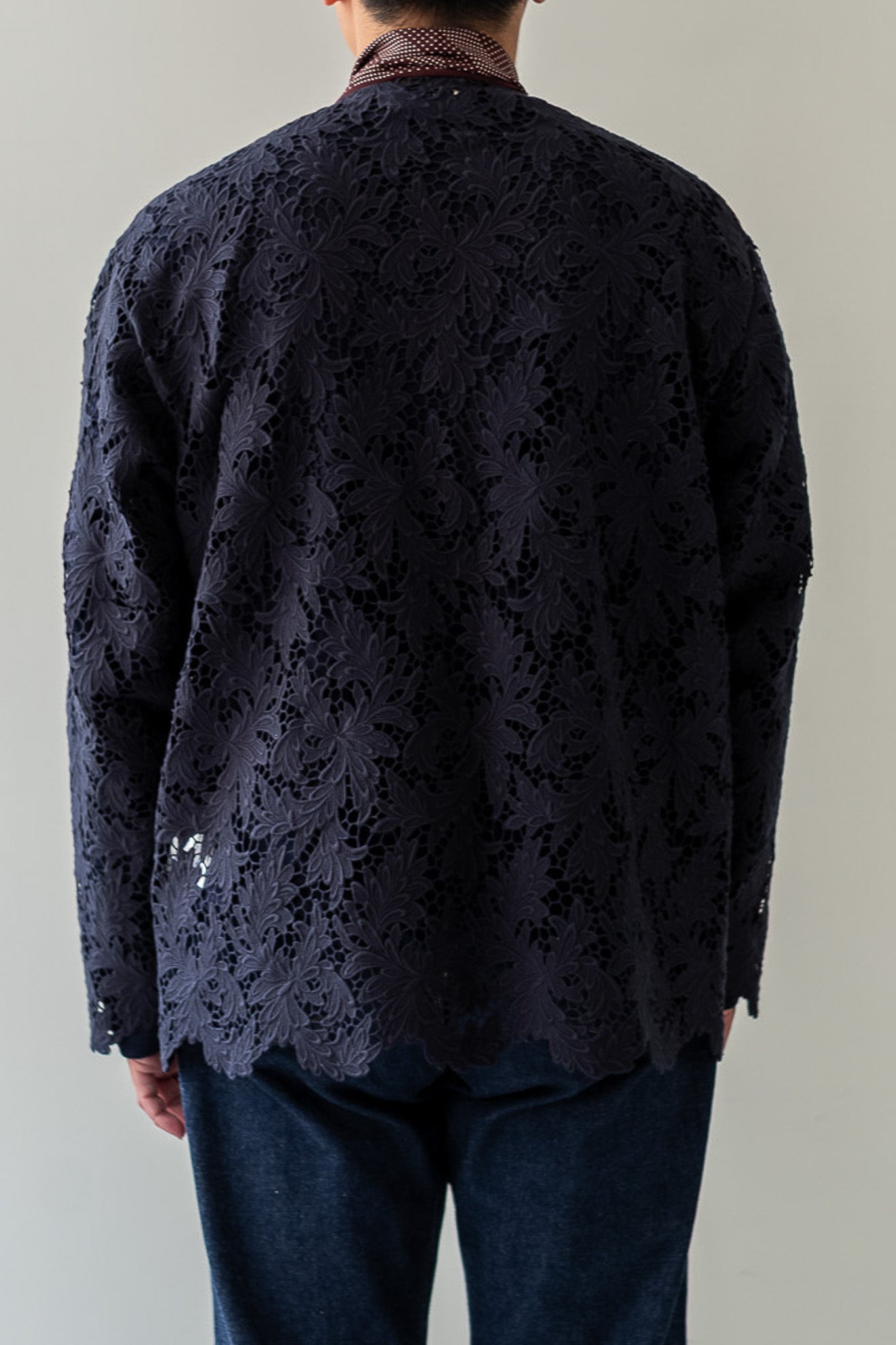 Feather Lace Blouson 〔NAVY〕