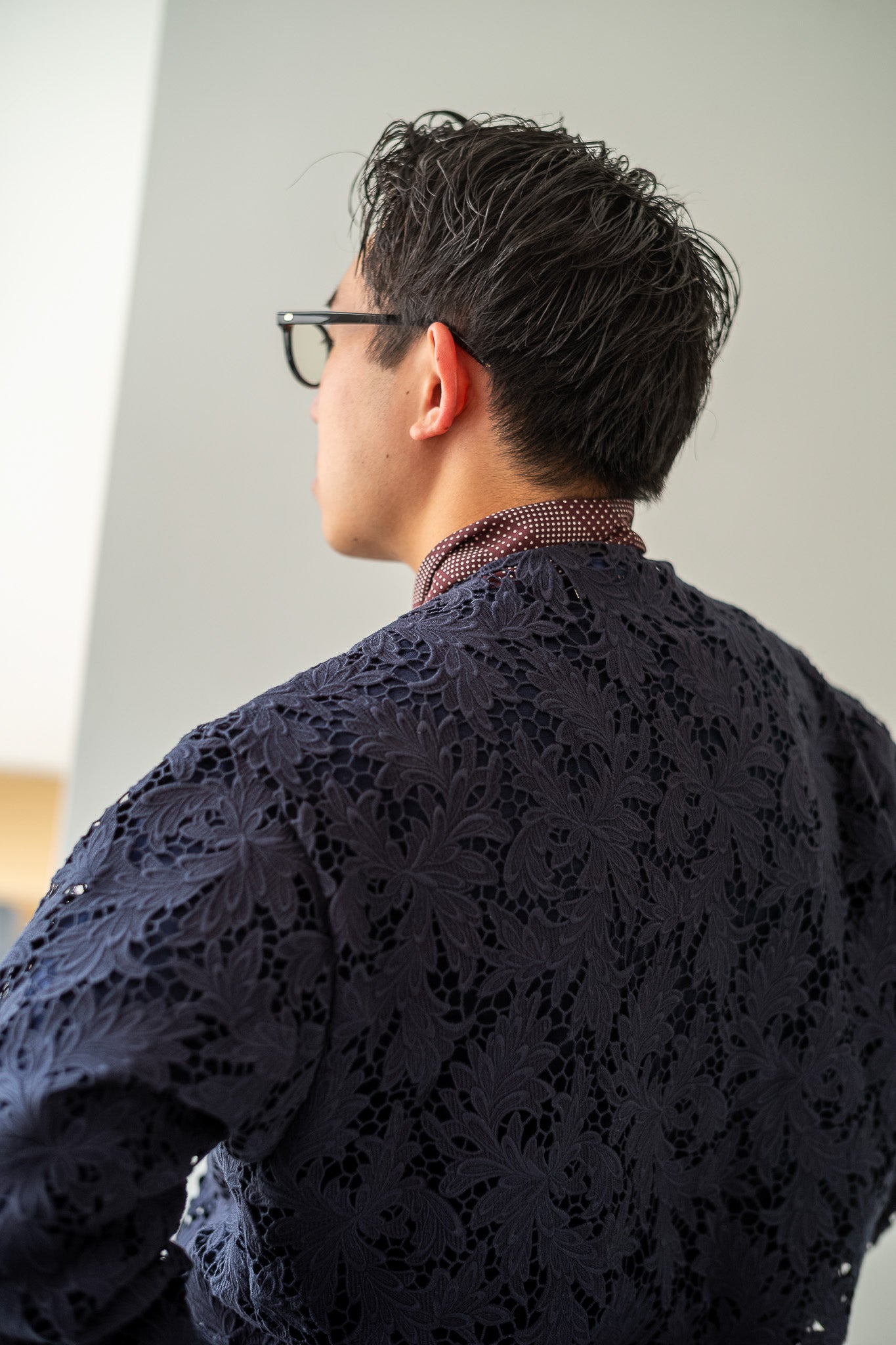 Feather Lace Blouson 〔NAVY〕