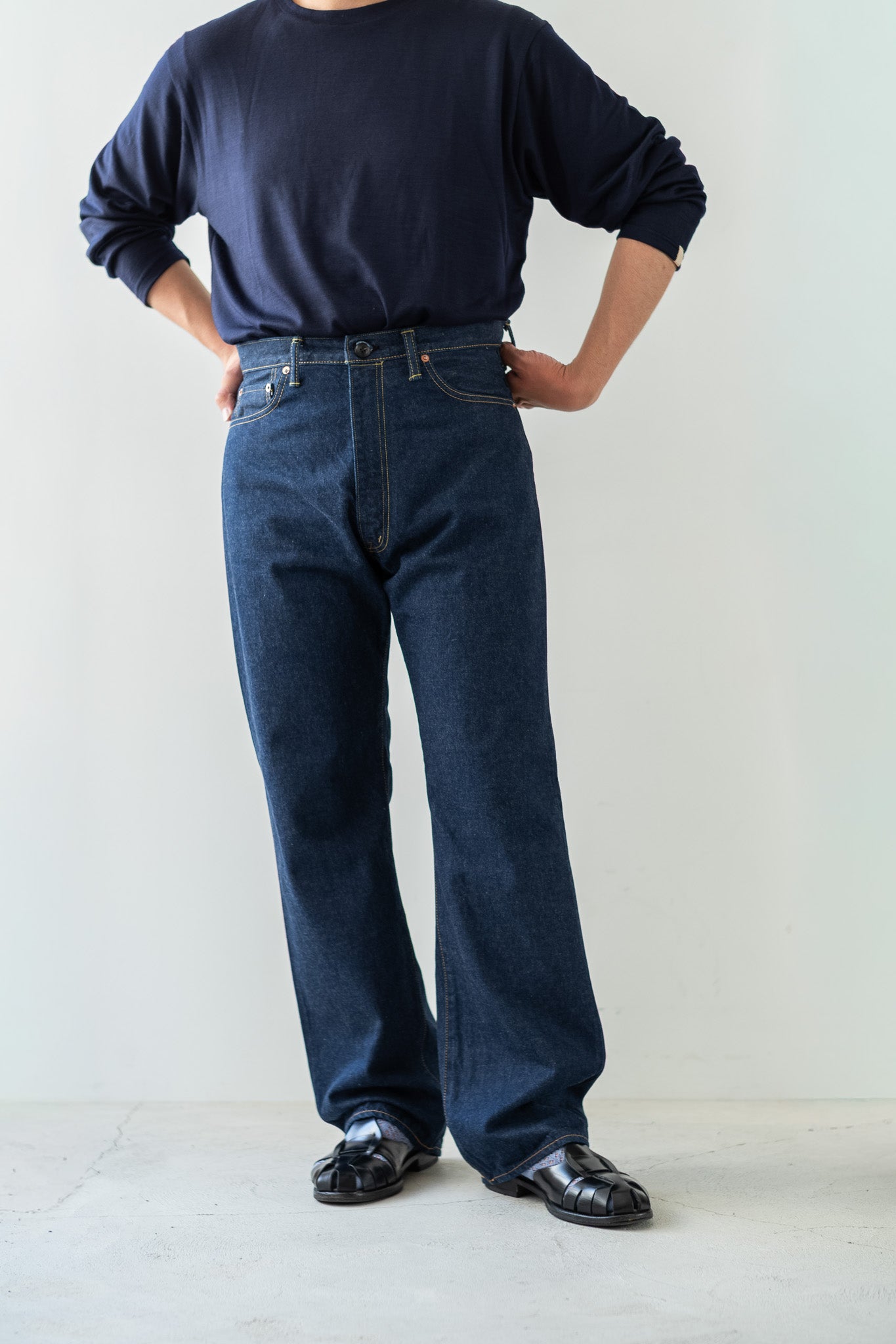 Denim Flare Trousers 〔INDIGO〕