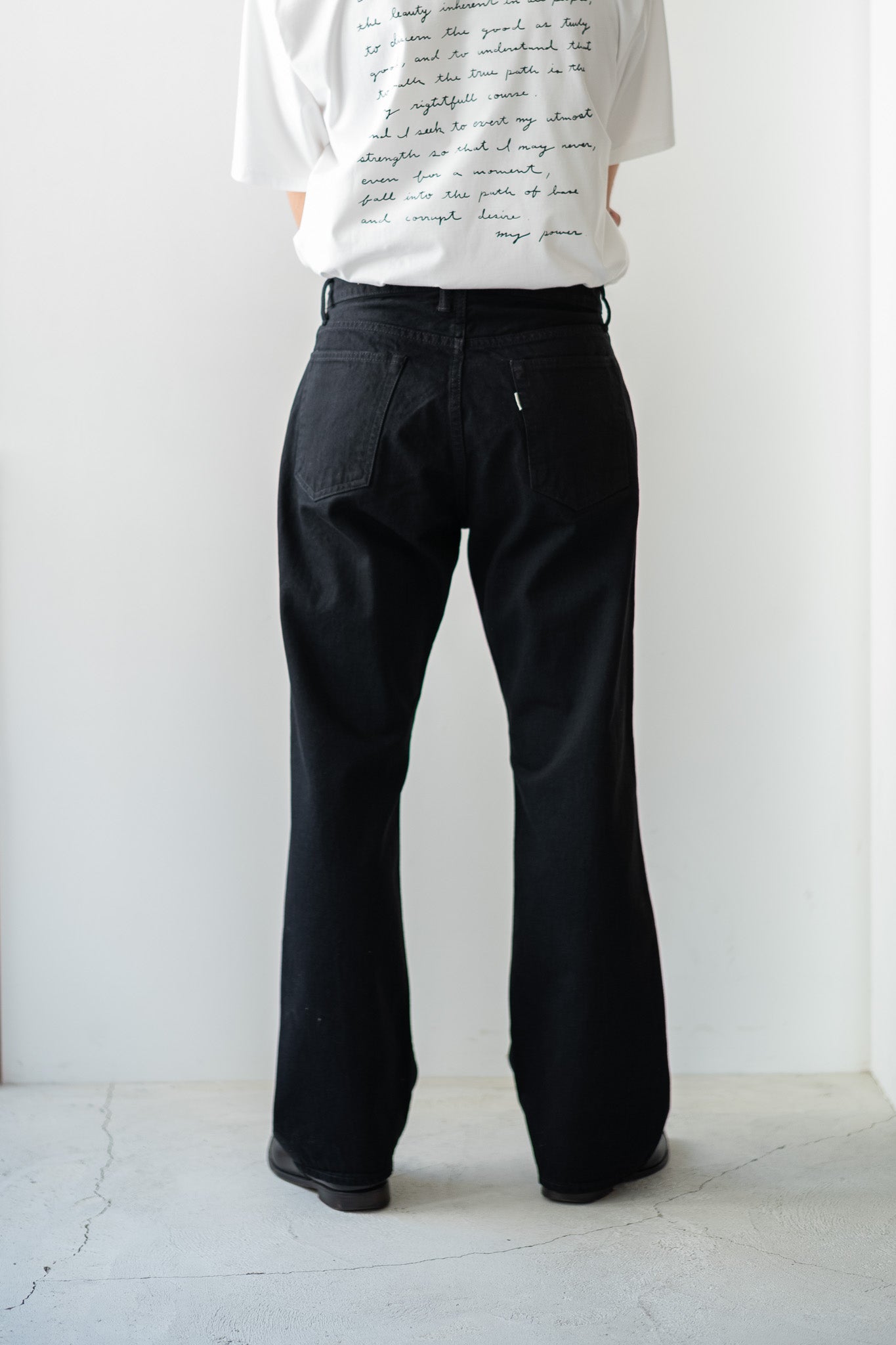 Denim Flare Trousers （ONE WASH）〔BLACK〕 | cliché
