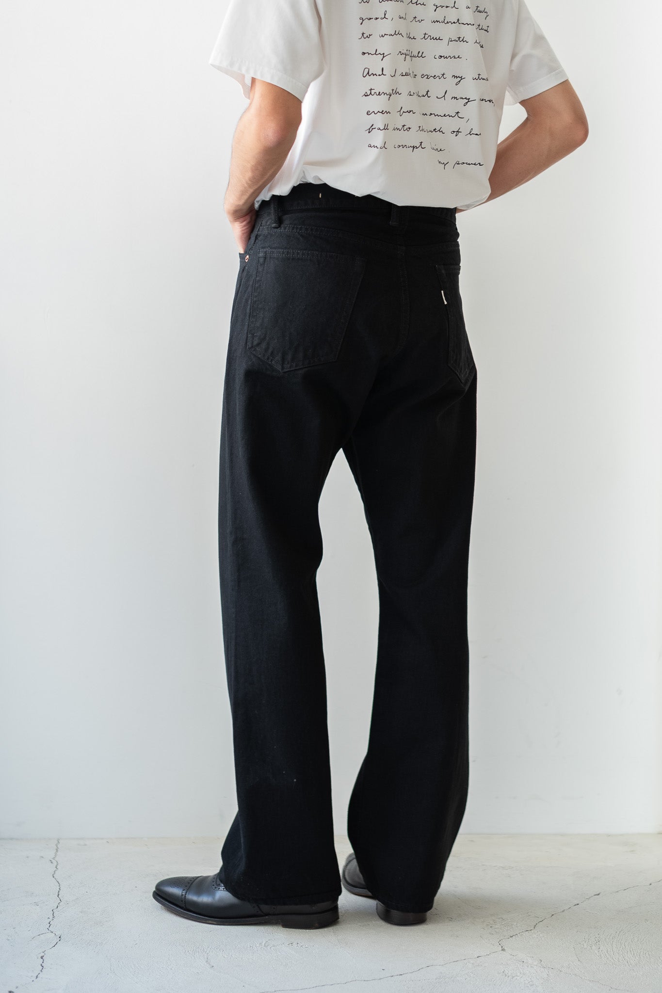 Denim Flare Trousers〔BLACK〕