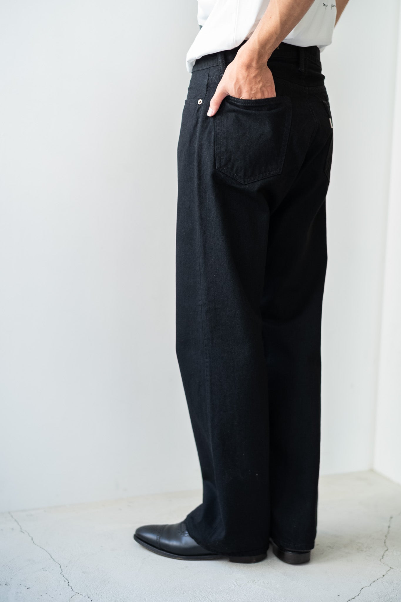 Denim Flare Trousers （ONE WASH）〔BLACK〕 | cliché
