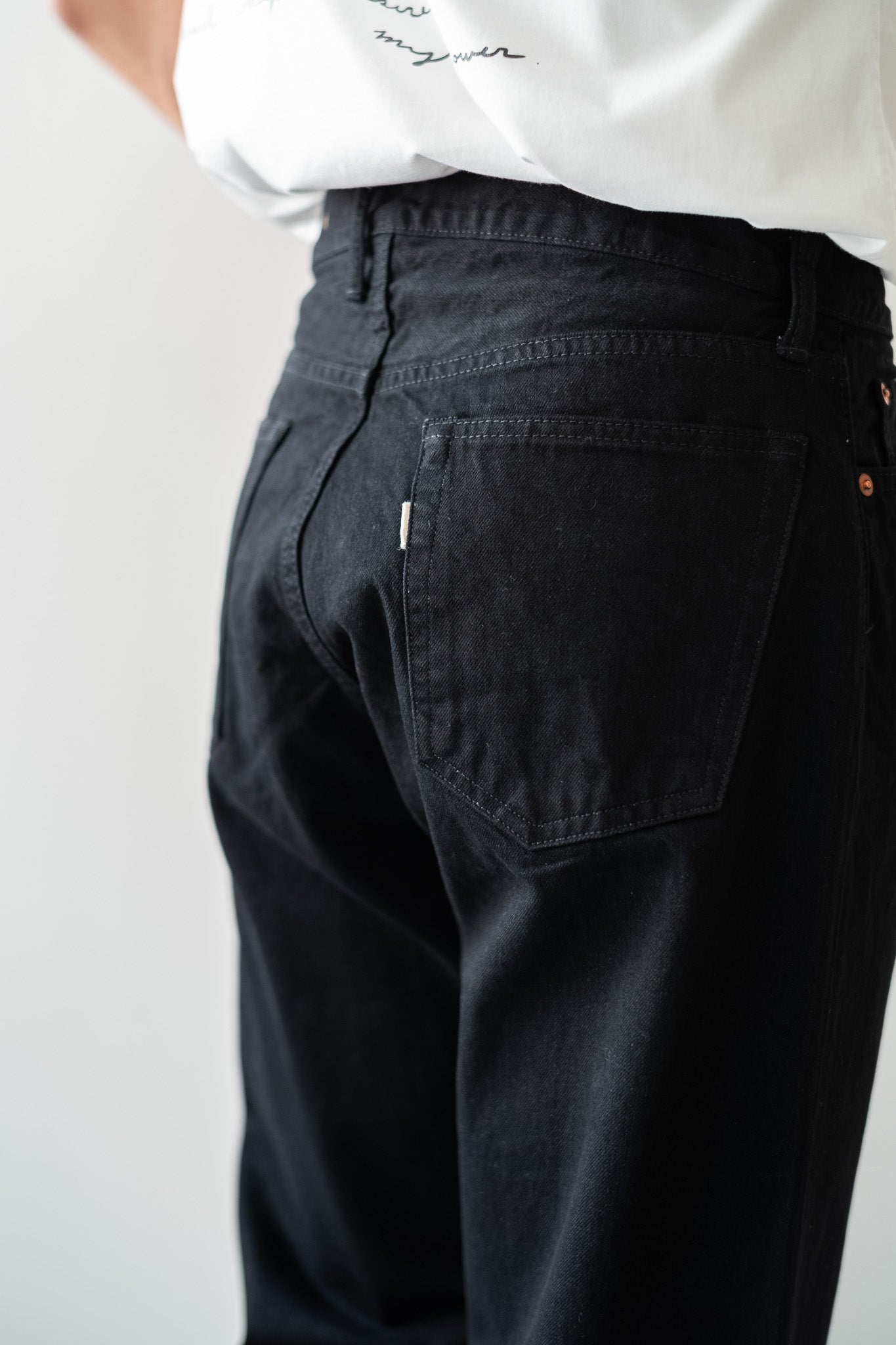 Denim Flare Trousers〔BLACK〕