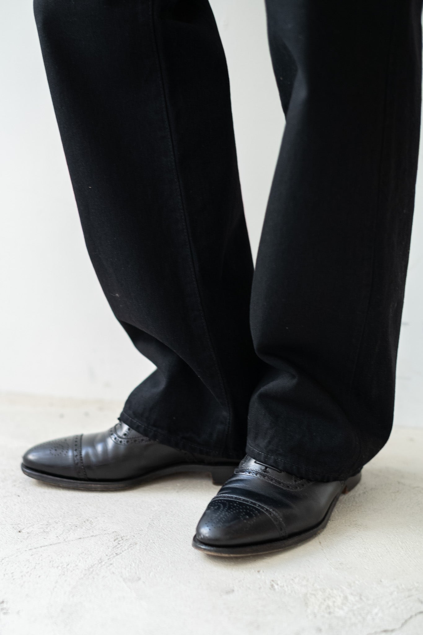 Denim Flare Trousers〔BLACK〕