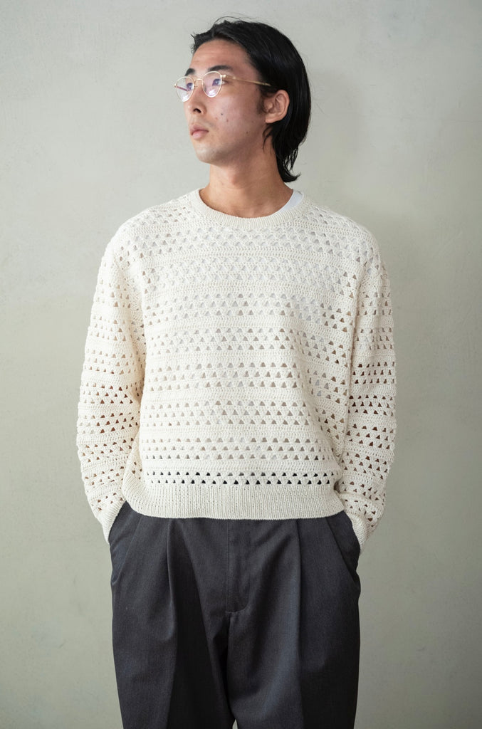 【EXCLUSIVE】Crochet Horizontal Stripe Pullover