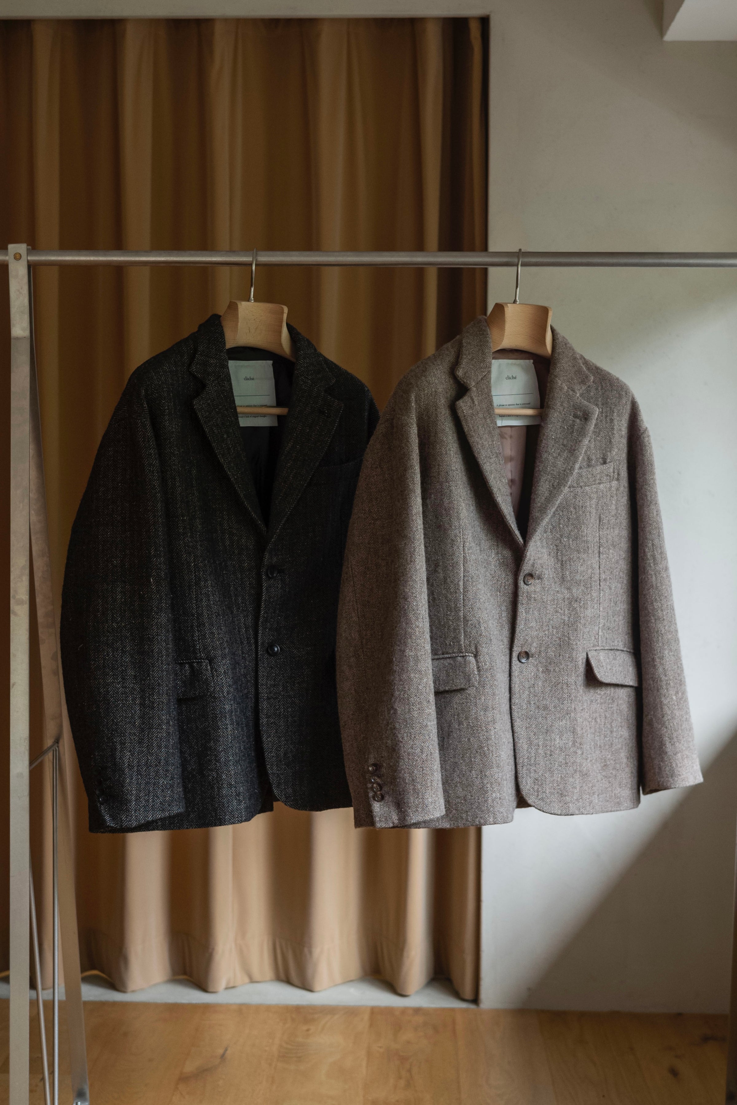 WOOL LINEN UTILITY JACKET 〔BLACK〕 | cliché