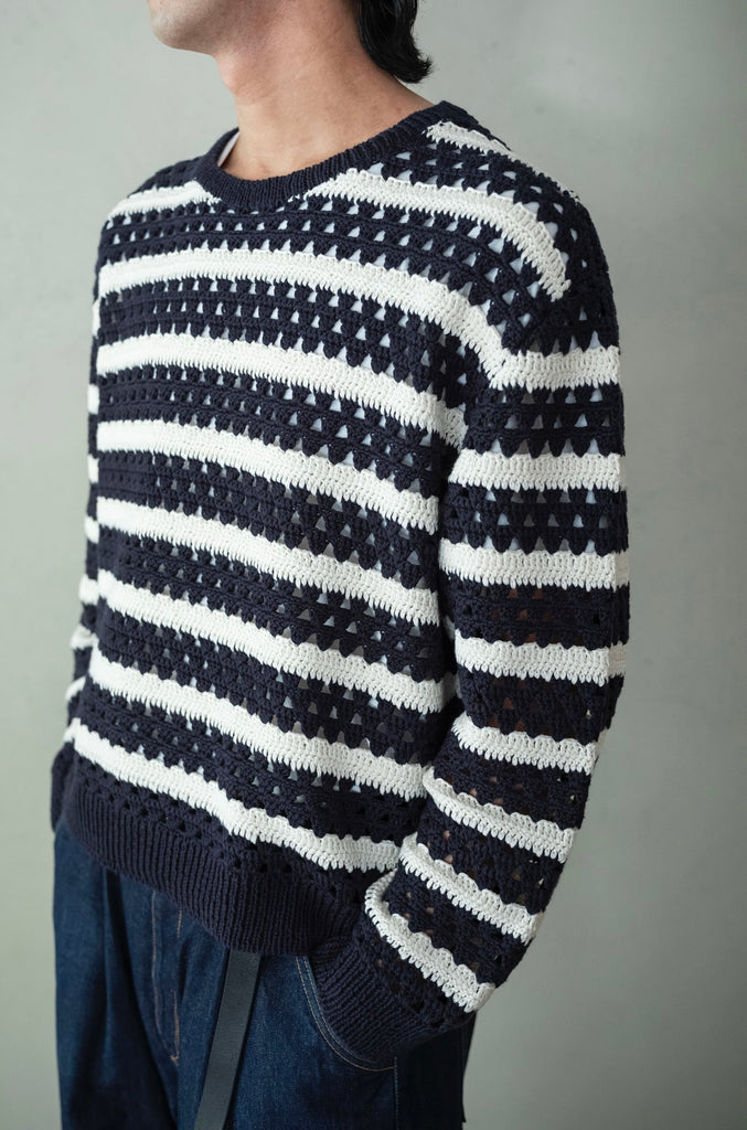 Crochet Horizontal Stripe Pullover