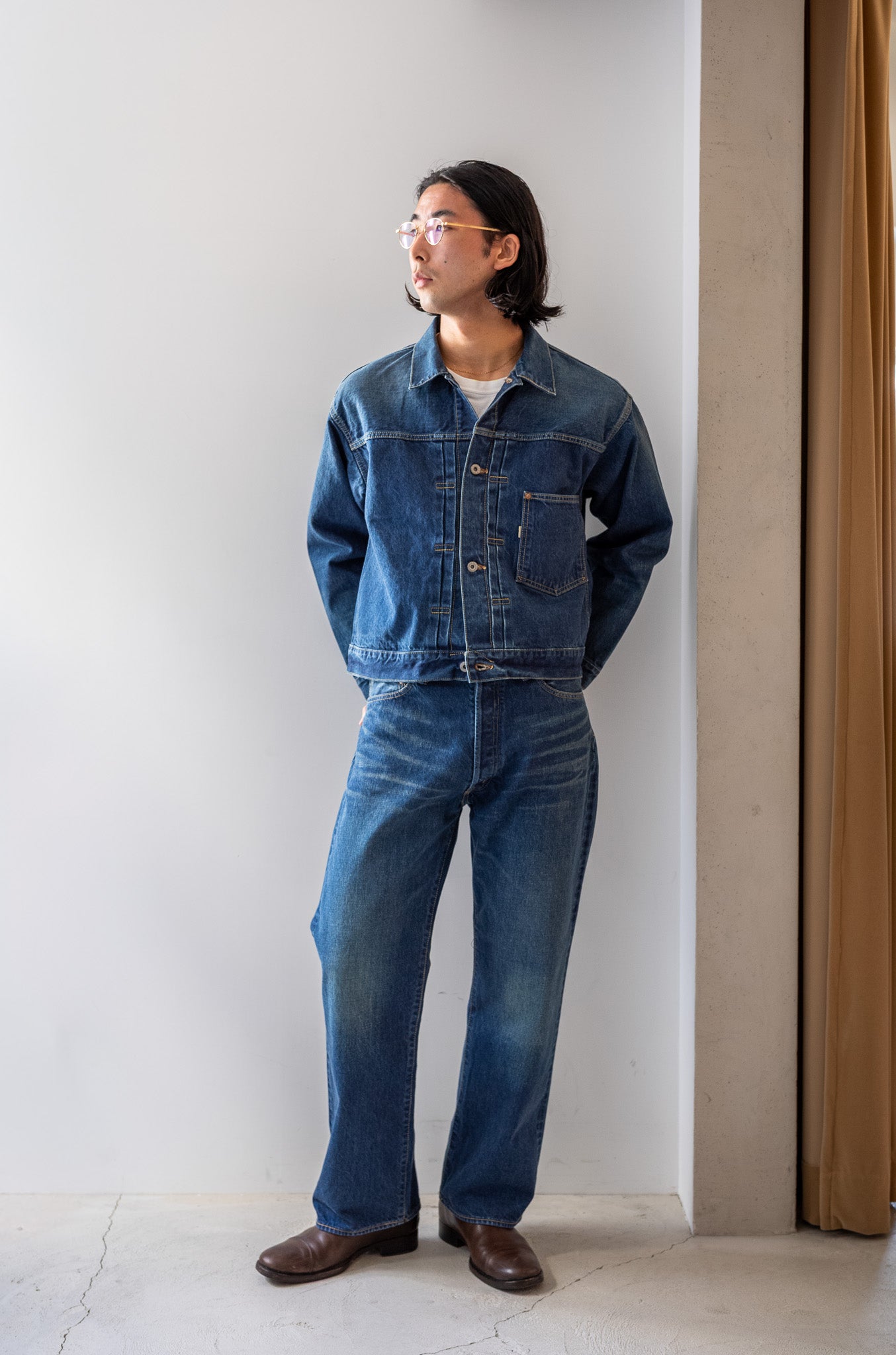 Denim Straight Trousers (VINTAGE WASH) | cliché