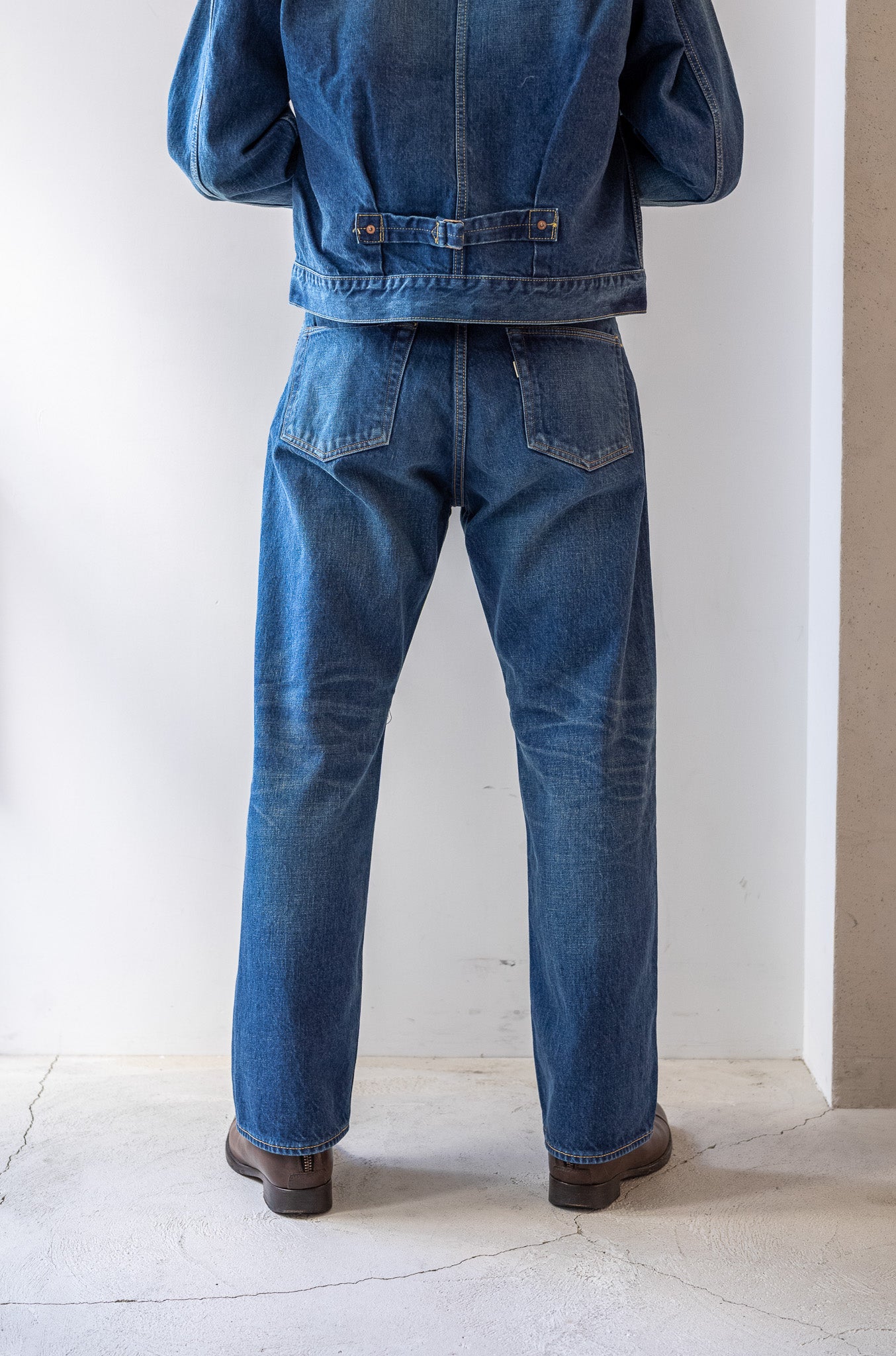 Denim Straight Trousers-VINTAGE WASH 〔DUSK INDIGO〕