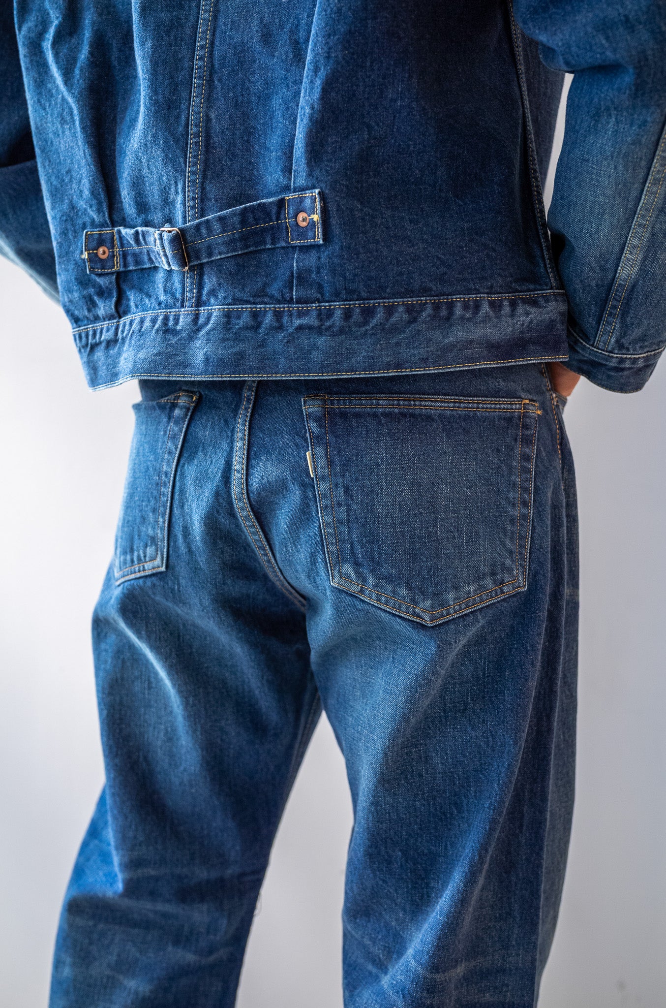 Denim Straight Trousers-VINTAGE WASH 〔DUSK INDIGO〕