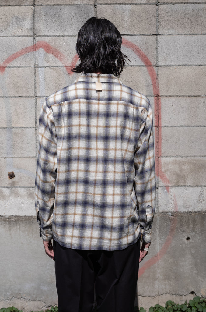 Brushed Nep Check Open Collar Shirt