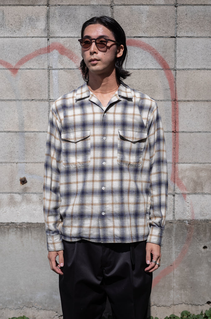 Brushed Nep Check Open Collar Shirt