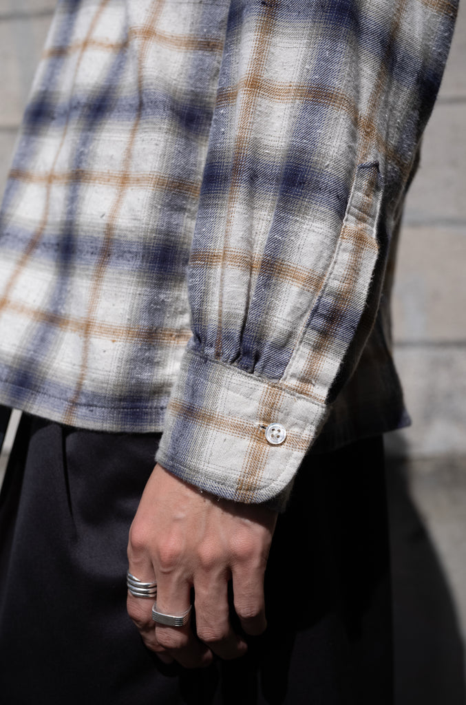 Brushed Nep Check Open Collar Shirt