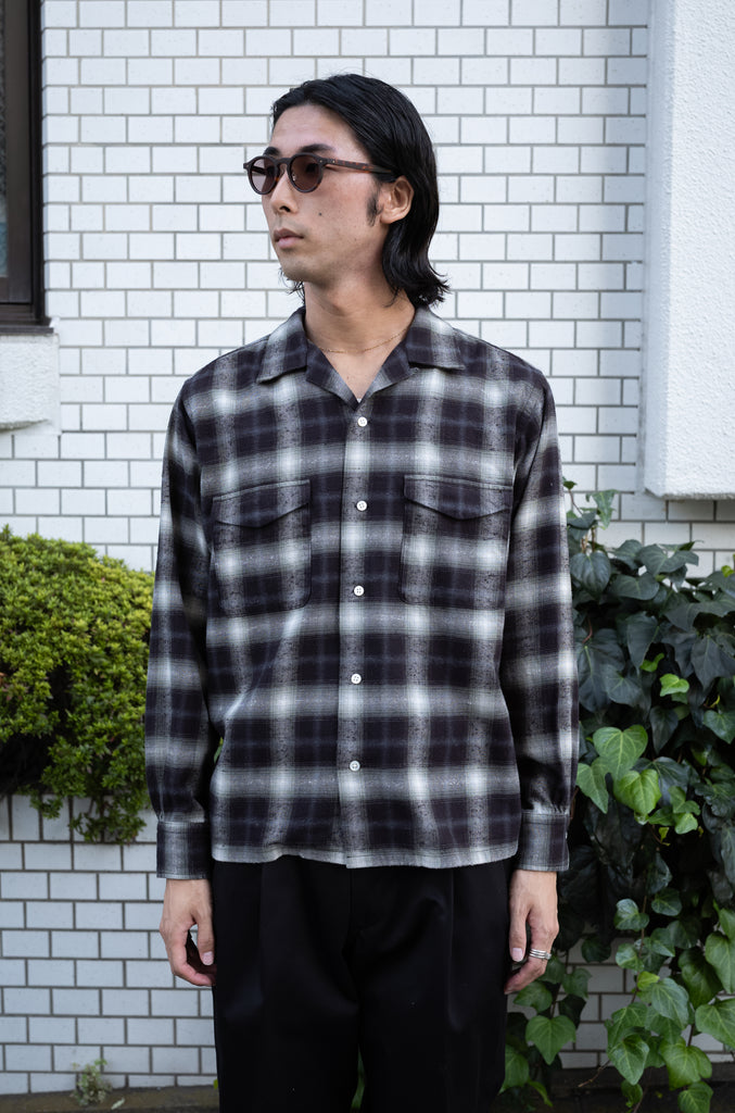Brushed Nep Check Open Collar Shirt