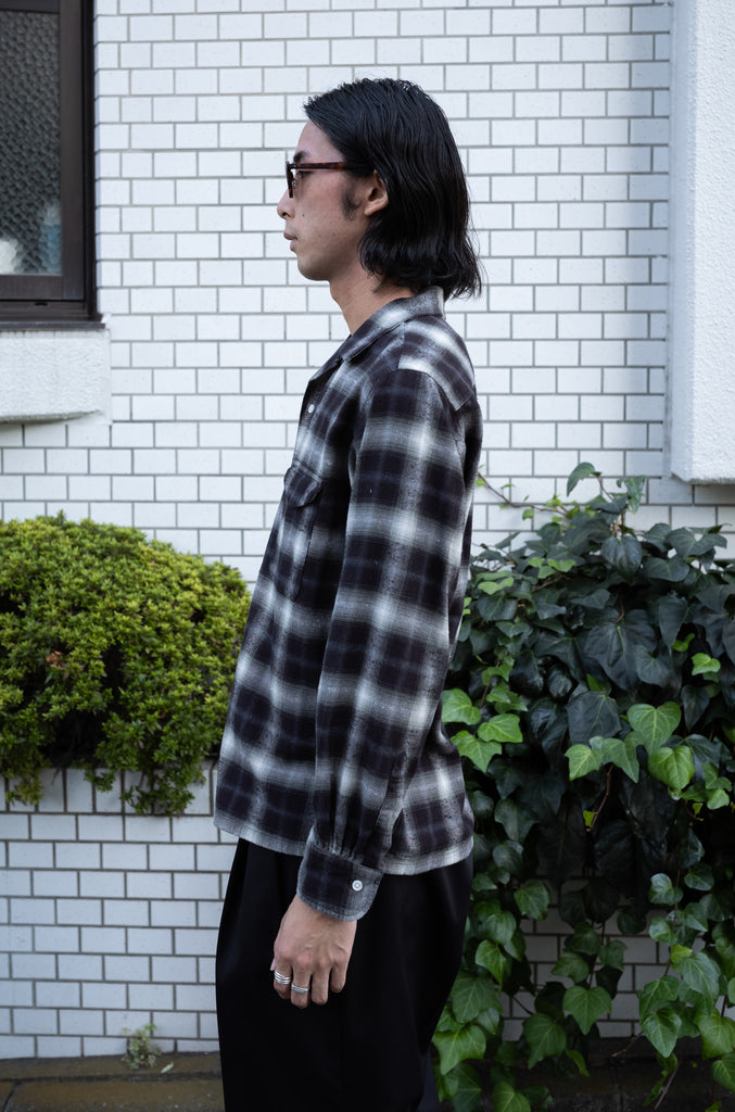 Brushed Nep Check Open Collar Shirt