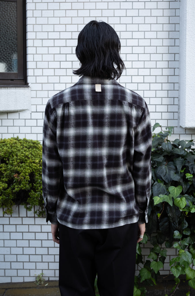 Brushed Nep Check Open Collar Shirt