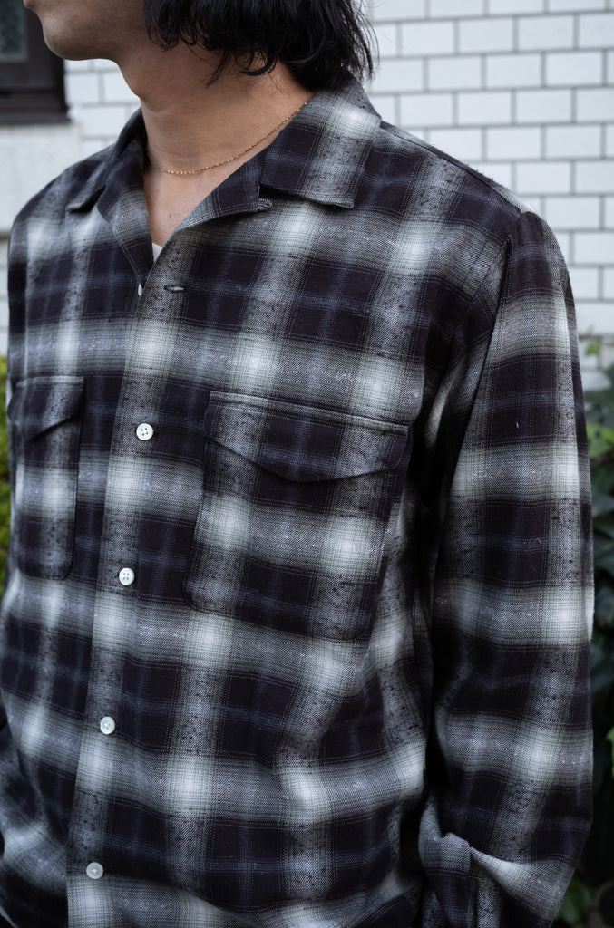 Brushed Nep Check Open Collar Shirt