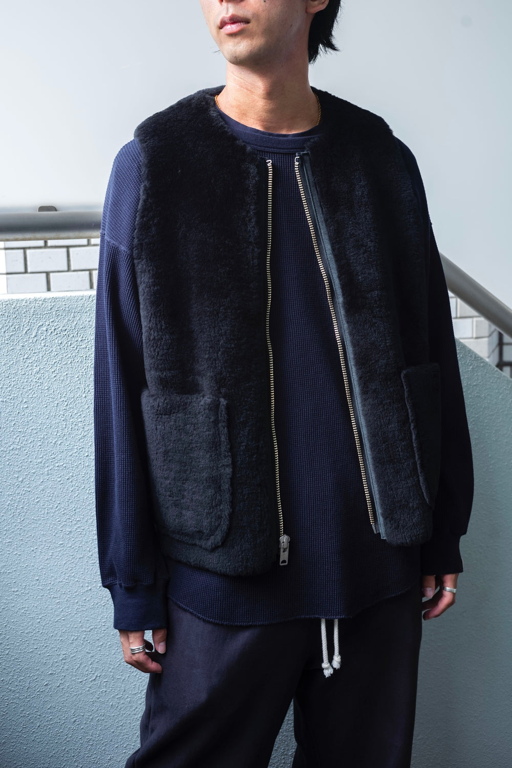 hn.mrkri：cantate mouton vest 46 Kmrii 00s Archive Mouton Fur Vest - Leather Tuscany Lamb