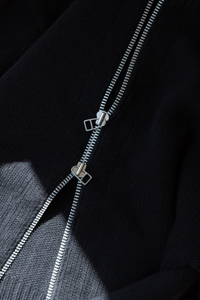 WOOL CASHMERE ZIP KNIT SWEATER