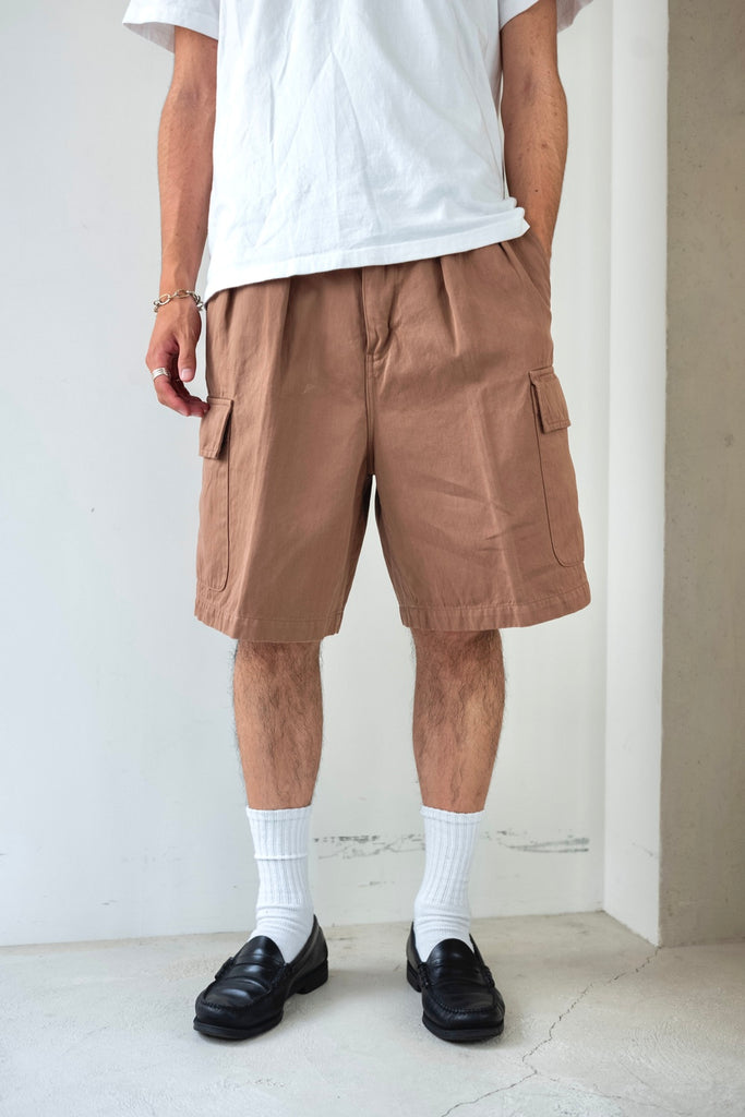 Satin Herringbone Cargo Shorts