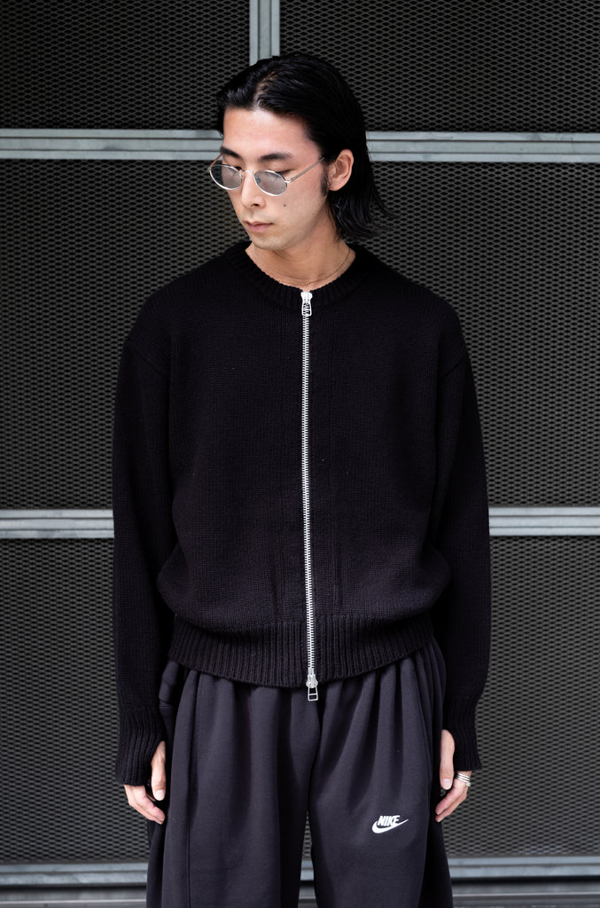 WOOL CASHMERE ZIP KNIT SWEATER