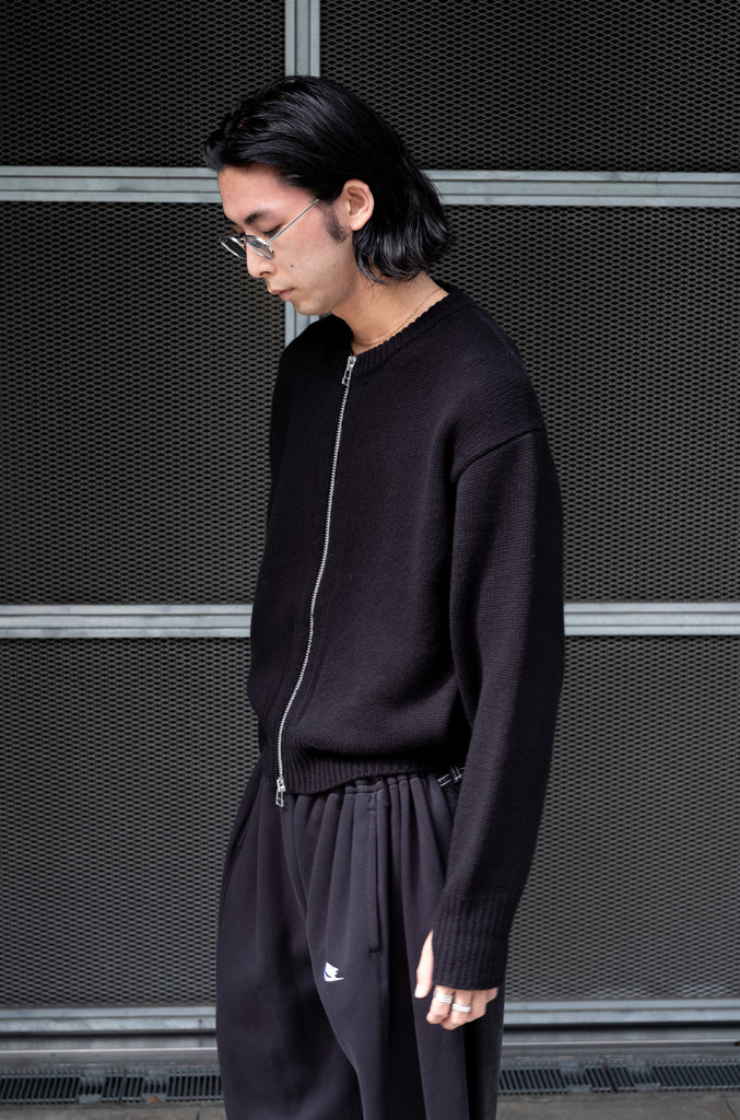 WOOL CASHMERE ZIP KNIT SWEATER