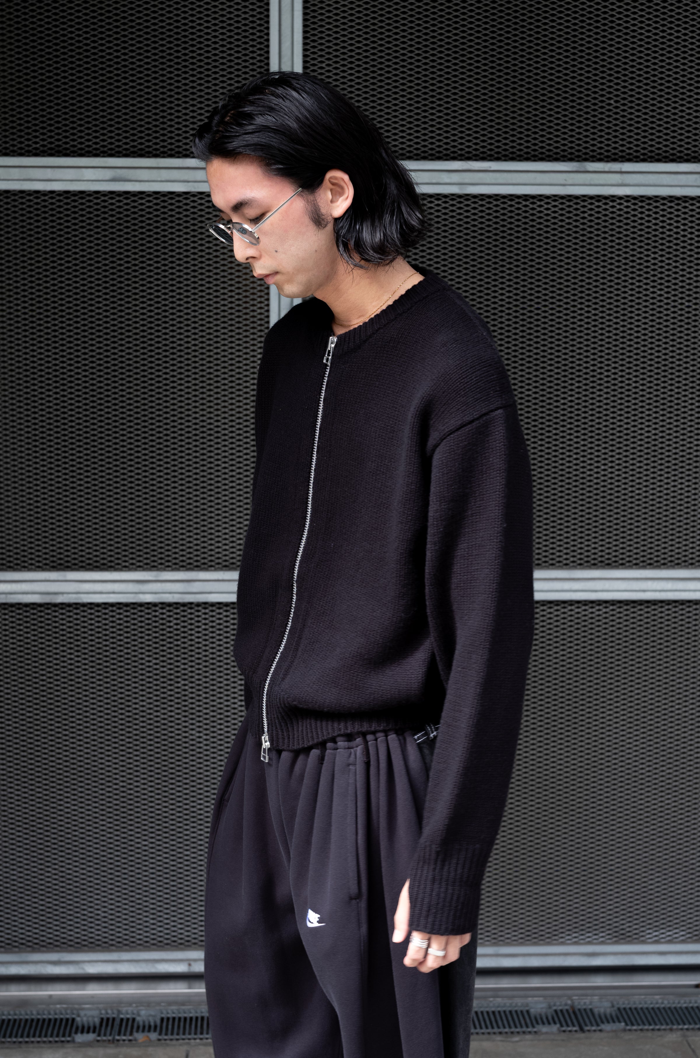 WOOL CASHMERE ZIP KNIT SWEATER | cliché