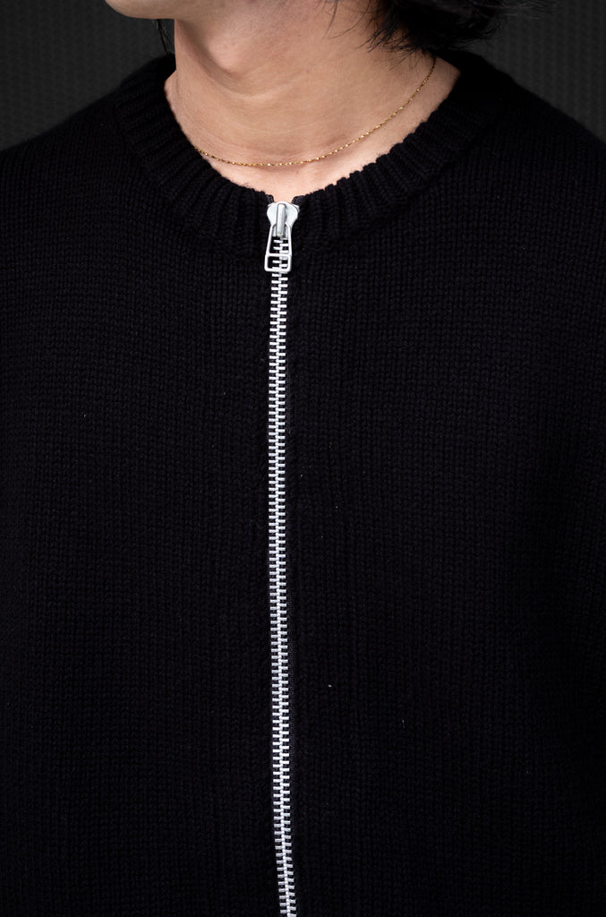 WOOL CASHMERE ZIP KNIT SWEATER