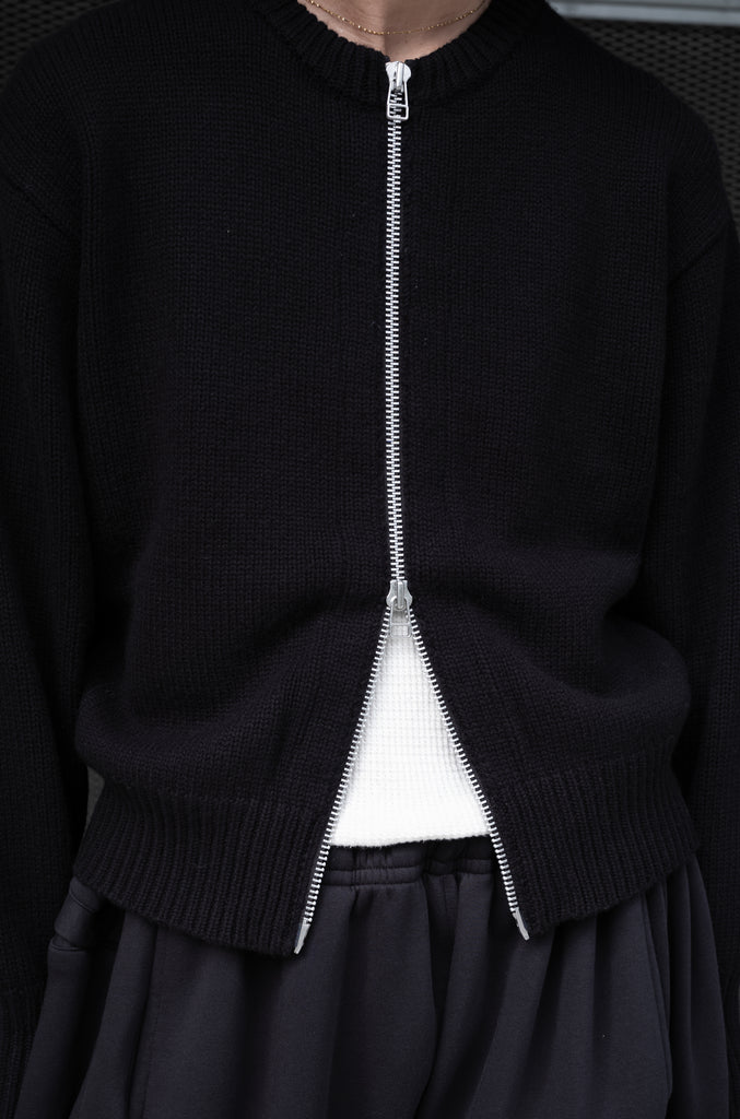 WOOL CASHMERE ZIP KNIT SWEATER