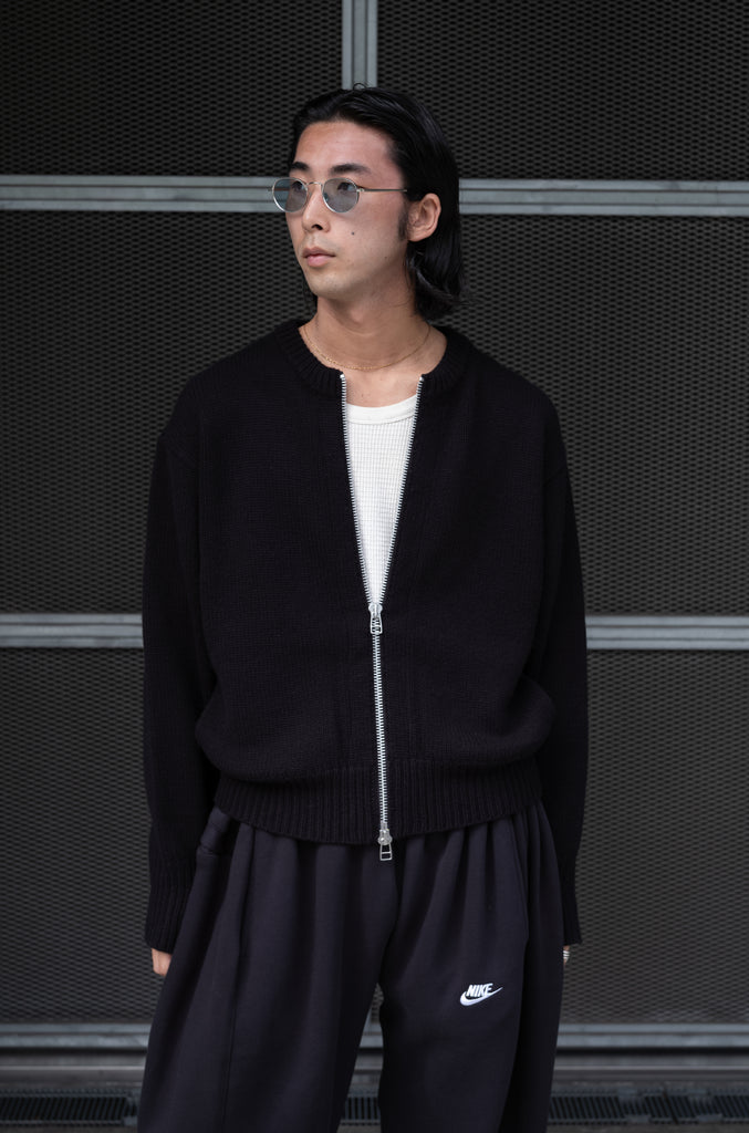 WOOL CASHMERE ZIP KNIT SWEATER