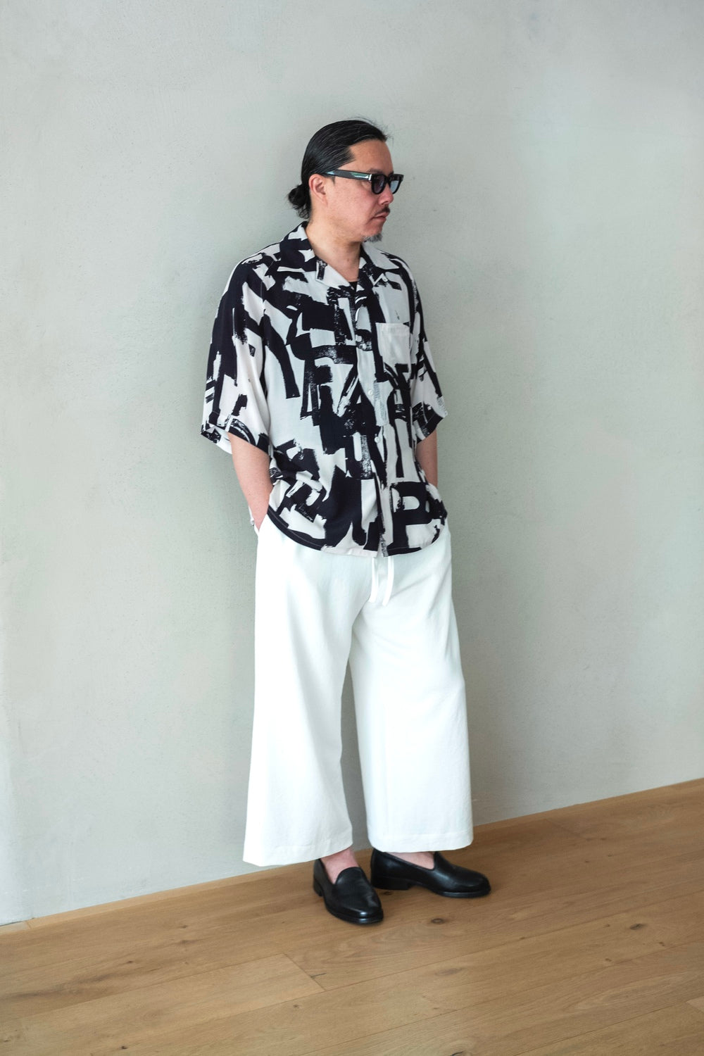 m’s braque Aloha Shirt (White-Black) m's braque】ALOHA SHIRT / White×Black – TOKIS