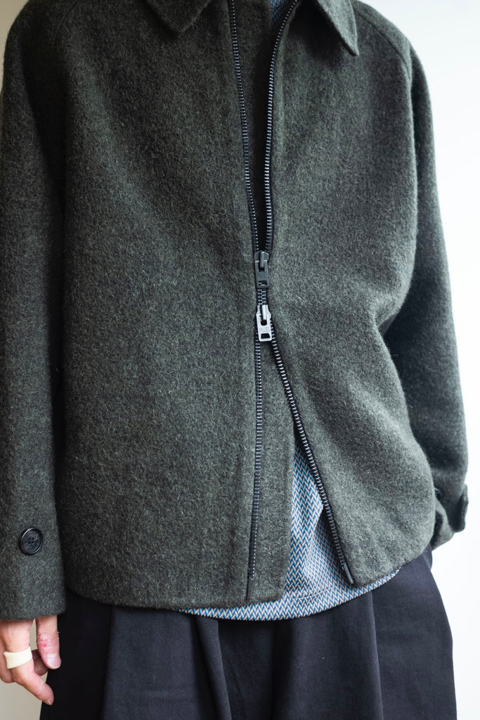 HANDMADE regular collar zip-up blouson jacket