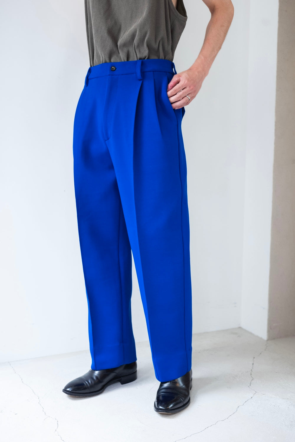 パンツ high count knit pin tuck wide trousers stein HIGH COUNT KNIT PIN TUCK WIDE TROUSERS - tity