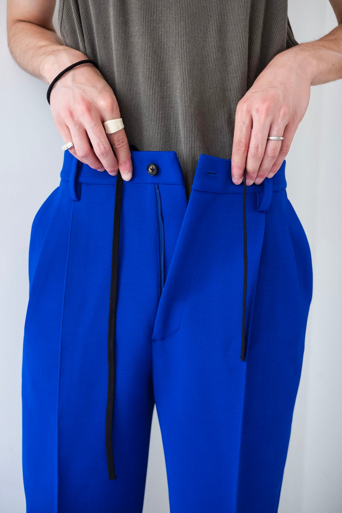 HIGH COUNT KNIT PIN TUCK WIDE TROUSERS