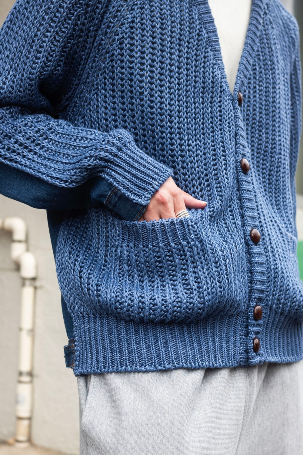 美品 cristaseya HERRINGBONE KNIT CARDIGAN BIOTOP(ビオトープ) / 【Cristaseya】 HERRINGBONE KNIT CARDIGAN