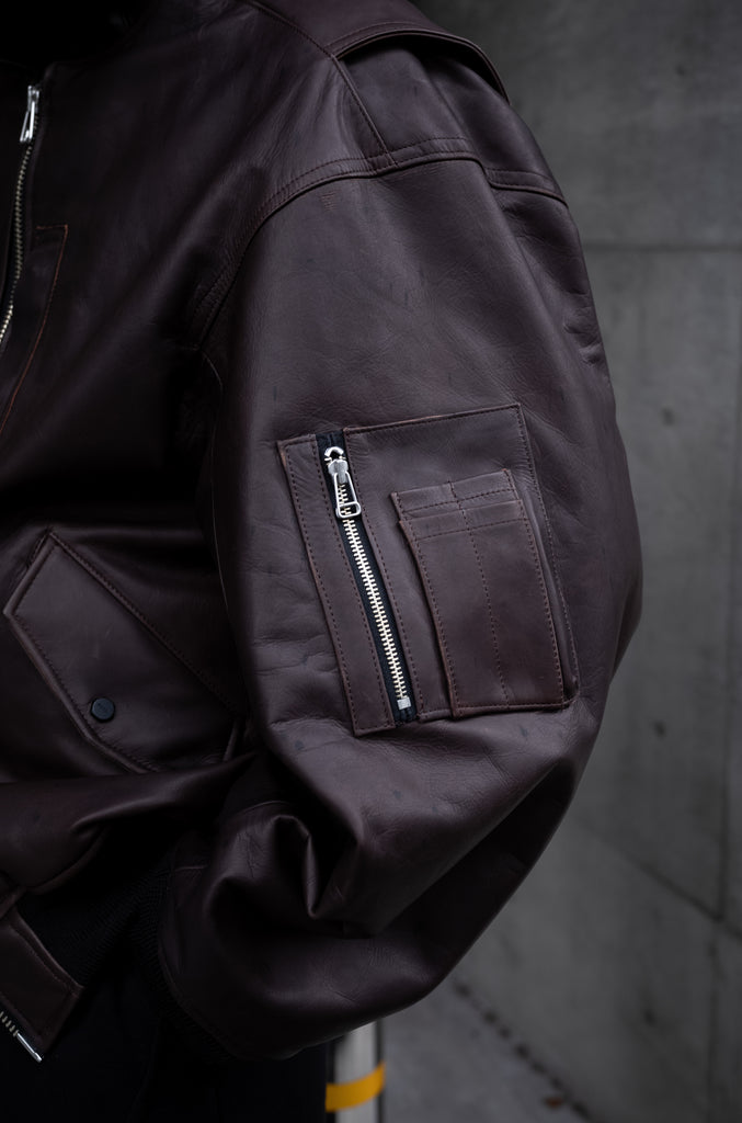 LEATHER BOMBER JACKET