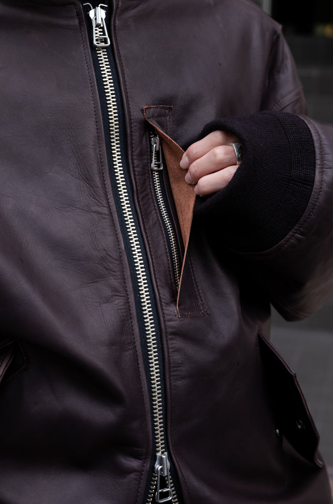 LEATHER BOMBER JACKET