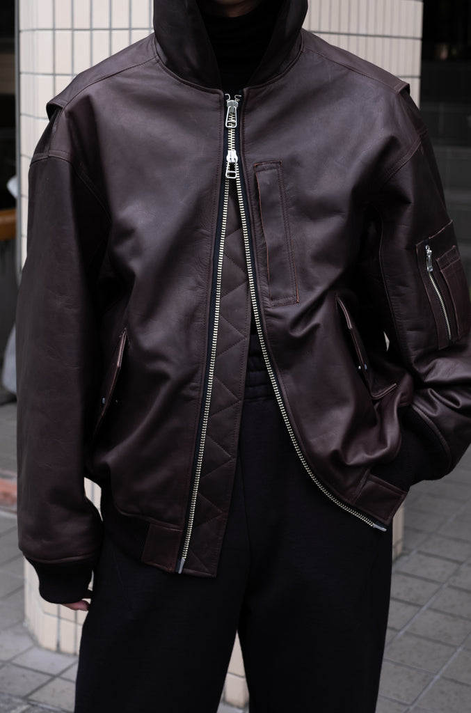 LEATHER BOMBER JACKET