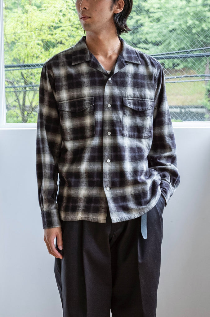 Brushed Nep Check Open Collar Shirt