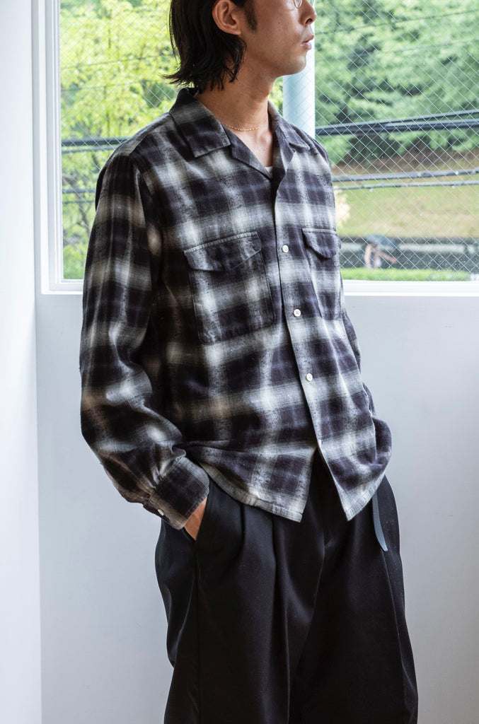 Brushed Nep Check Open Collar Shirt