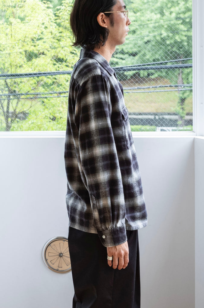 Brushed Nep Check Open Collar Shirt