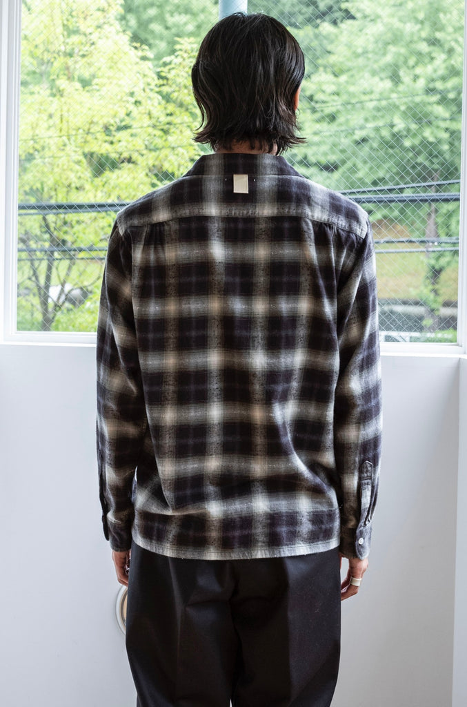 Brushed Nep Check Open Collar Shirt